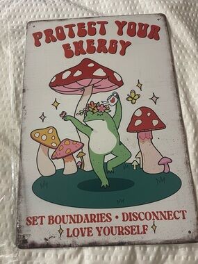 Protect Your Energy Frog Mushroom Wall Art - Green